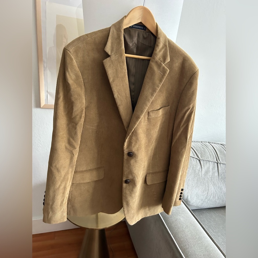 Vintage DOCKERS Blazer Preppy Old Money 44R Tan Corduroy Classiccore 90s - Picture 3 of 14